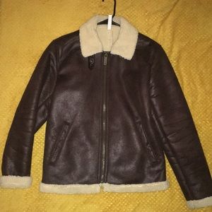 Men’s Faux Leather Faced Winter Jacket